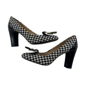 Tahari Women's Houndstooth High Heel Pumps Size 9 Block Heel Rockabilly